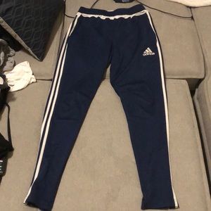 Blue and white adidas joggers